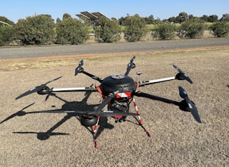 A drone monitoring a large industrial site.