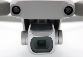 A close-up of a drone equipped with sensors and cameras ready for inspection.
